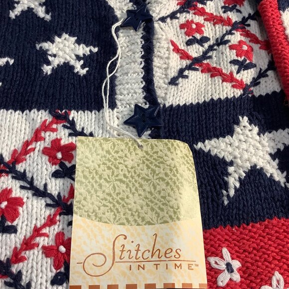 NWT Vintage Stitches in Time 90s Cardigan Women’s 1X Patriotic Granny Core USA - Picture 5 of 12
